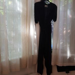 Urban Outfitters Collared Black Silky Jumpsuit